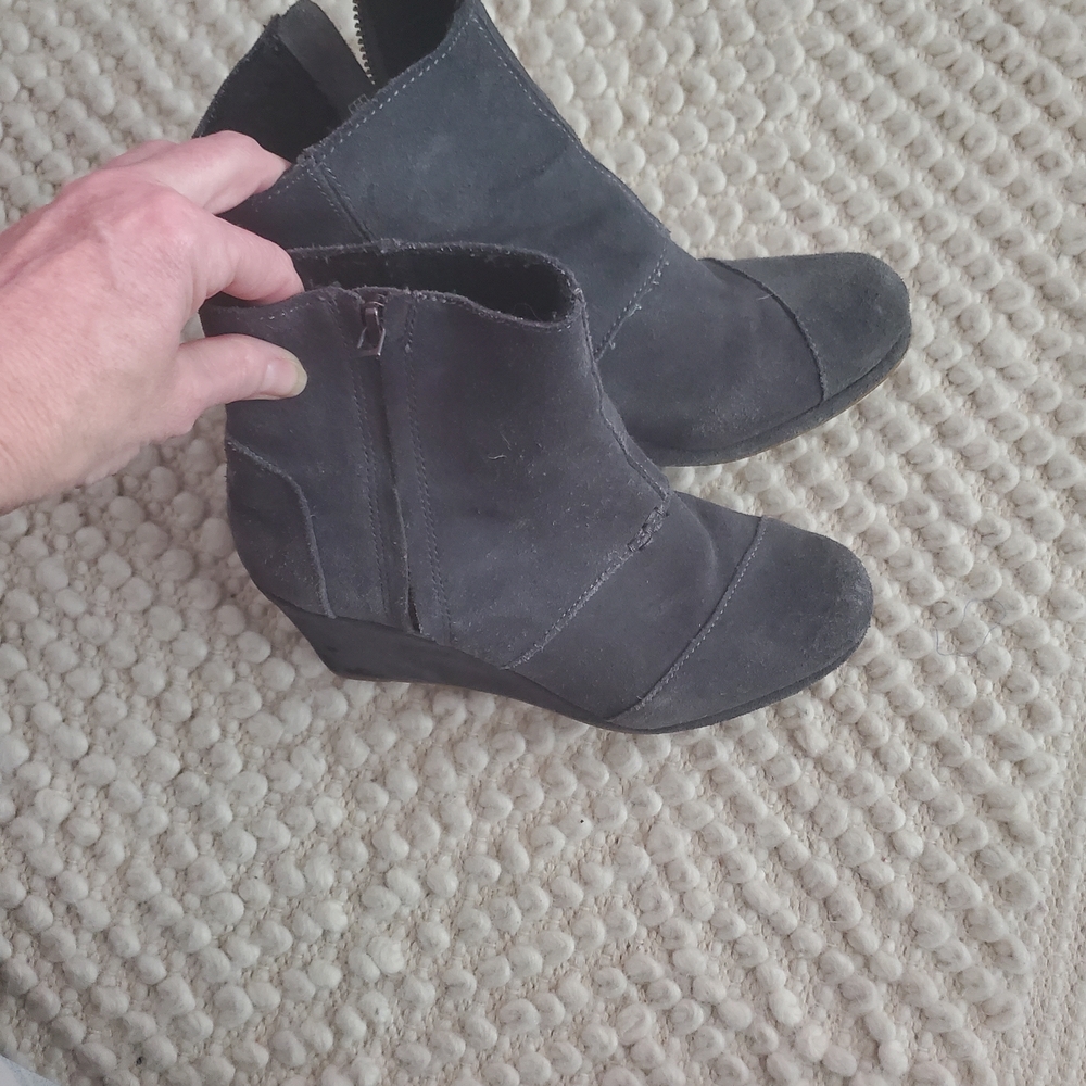 Toms Black Suede Ankle Booties